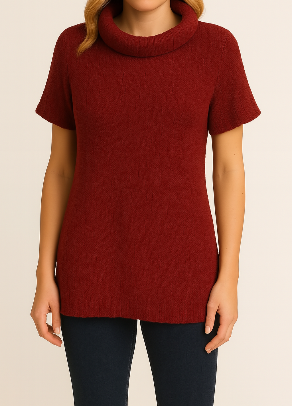 Cozy Red Turtleneck Sweater Tunic