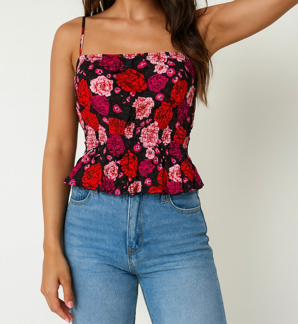 Floral Smocked Peplum Top