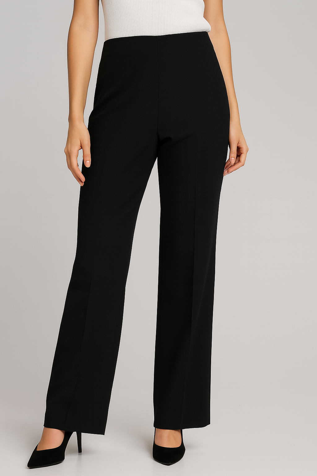 High-Waisted Straight-Leg Trousers