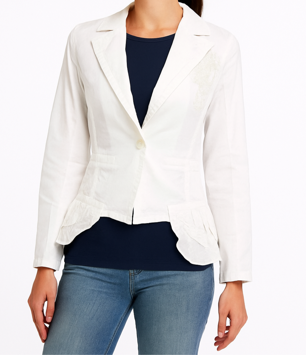 Ladies White Embroidered Blazer