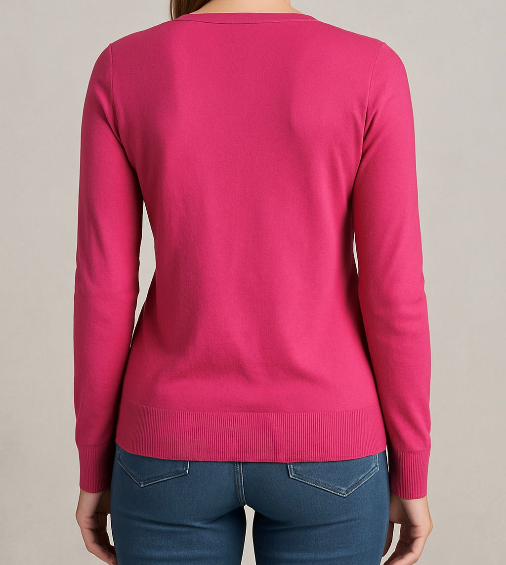 Pink/Blue Button-Front Knit Sweater