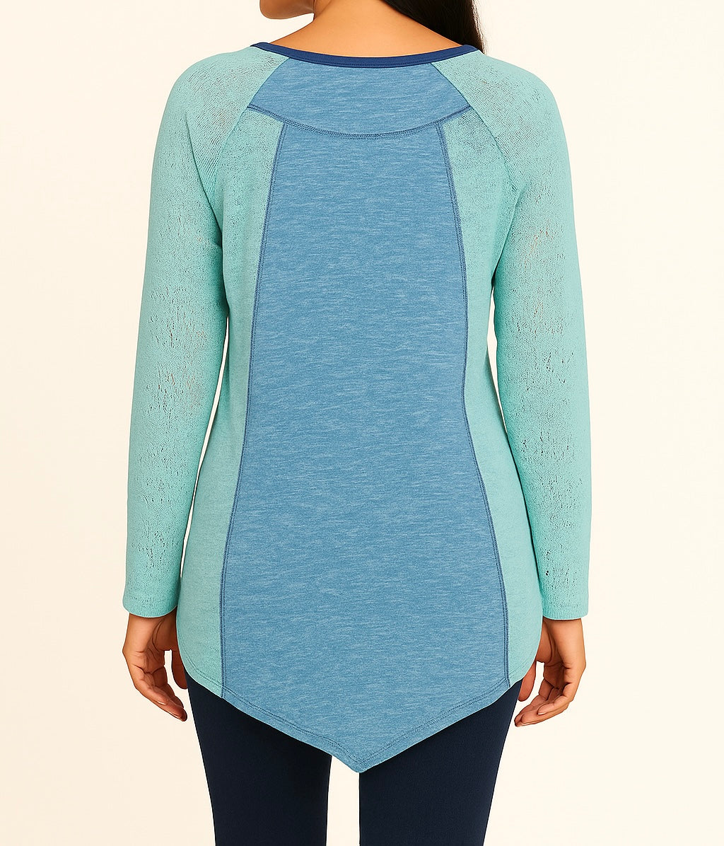 Colorblock Knit Long-Sleeve Top