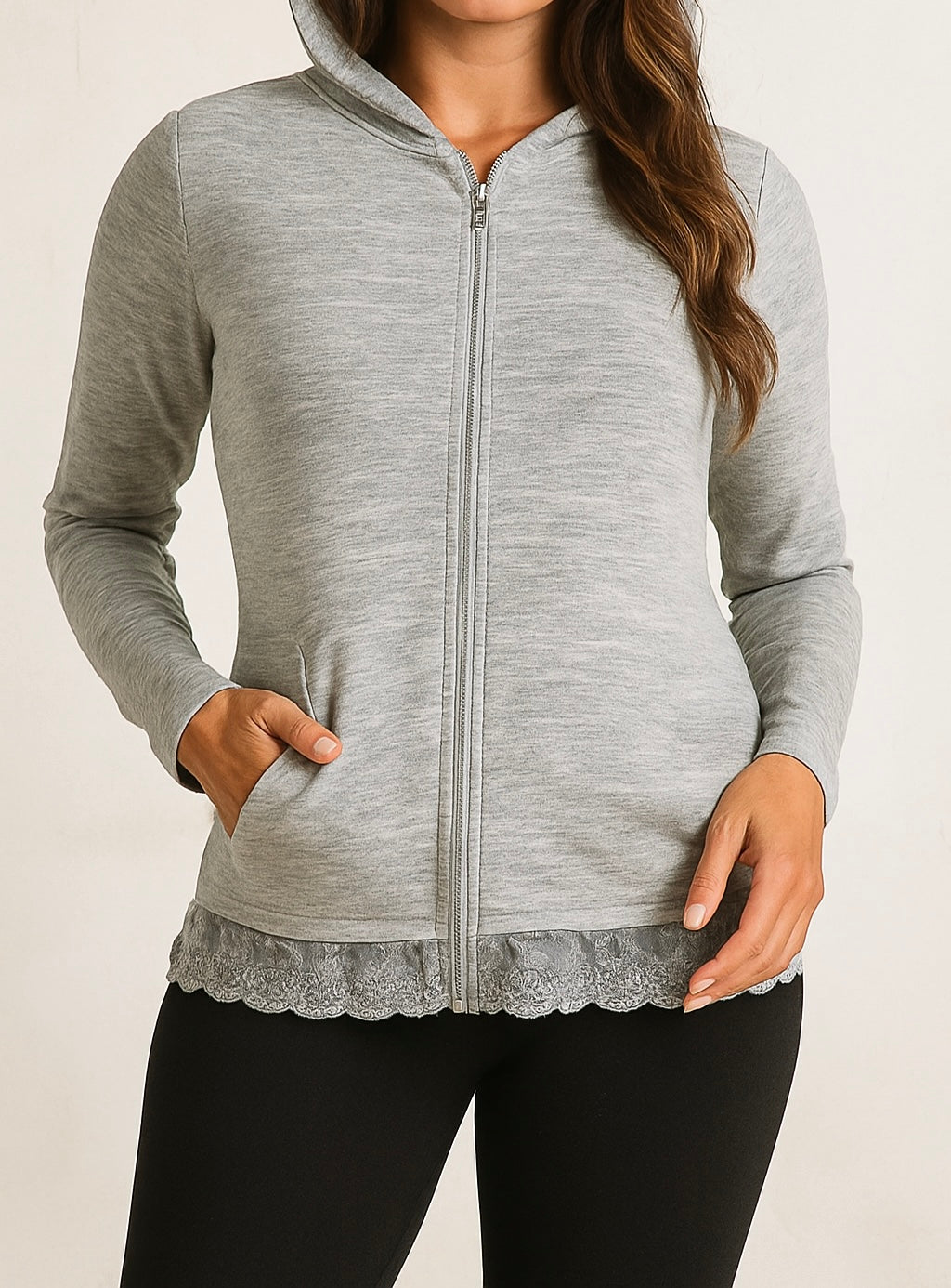Women's Gray Zip-Up Hoodie