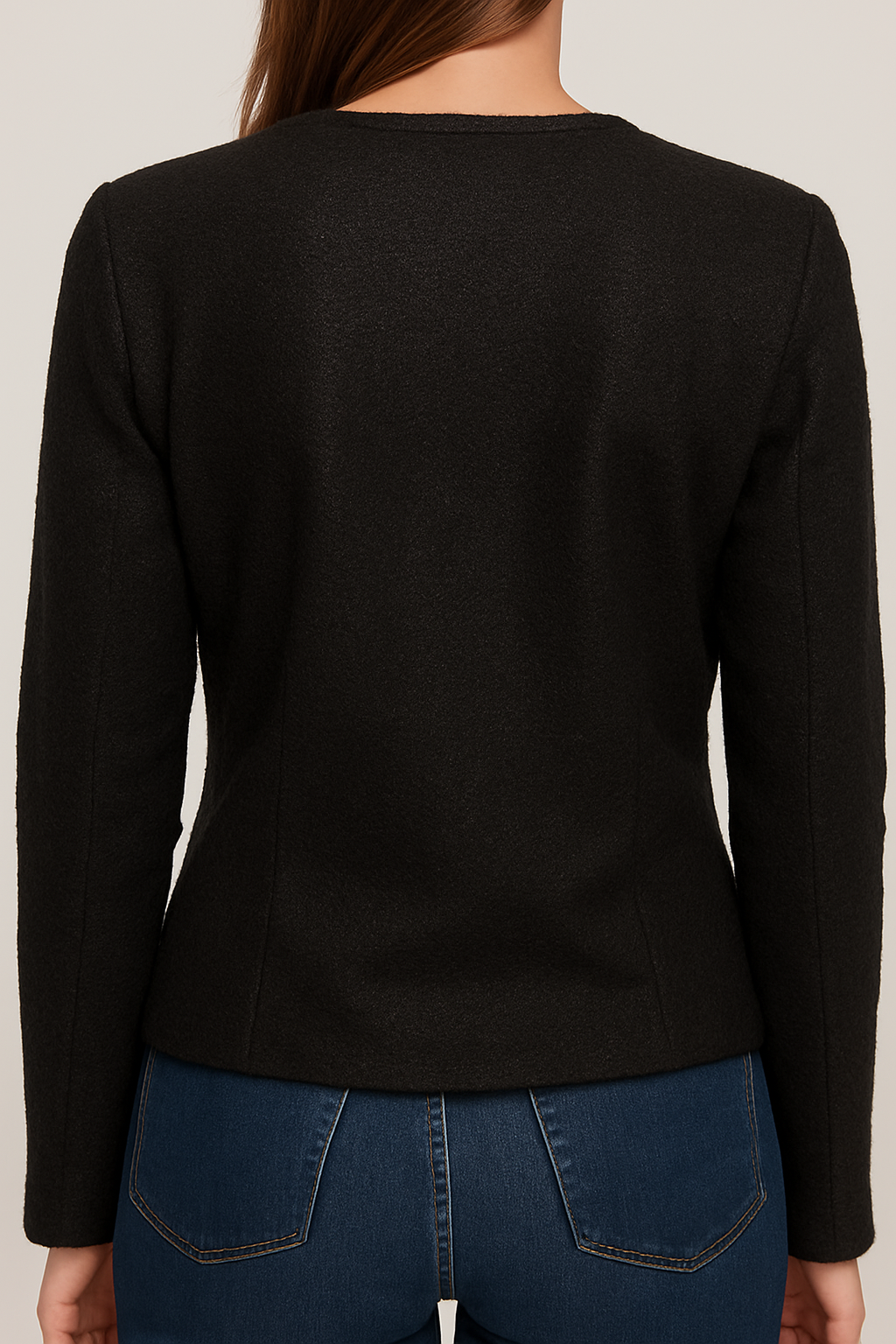 Elegant Black Lace-Detail Jacket