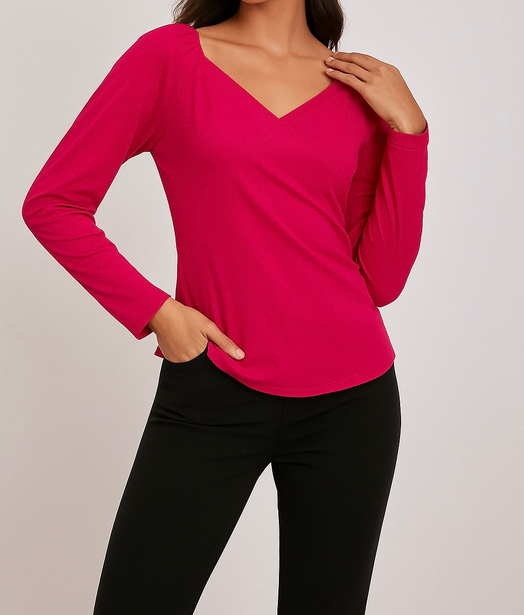 Long Sleeve V-Neck Casual Top