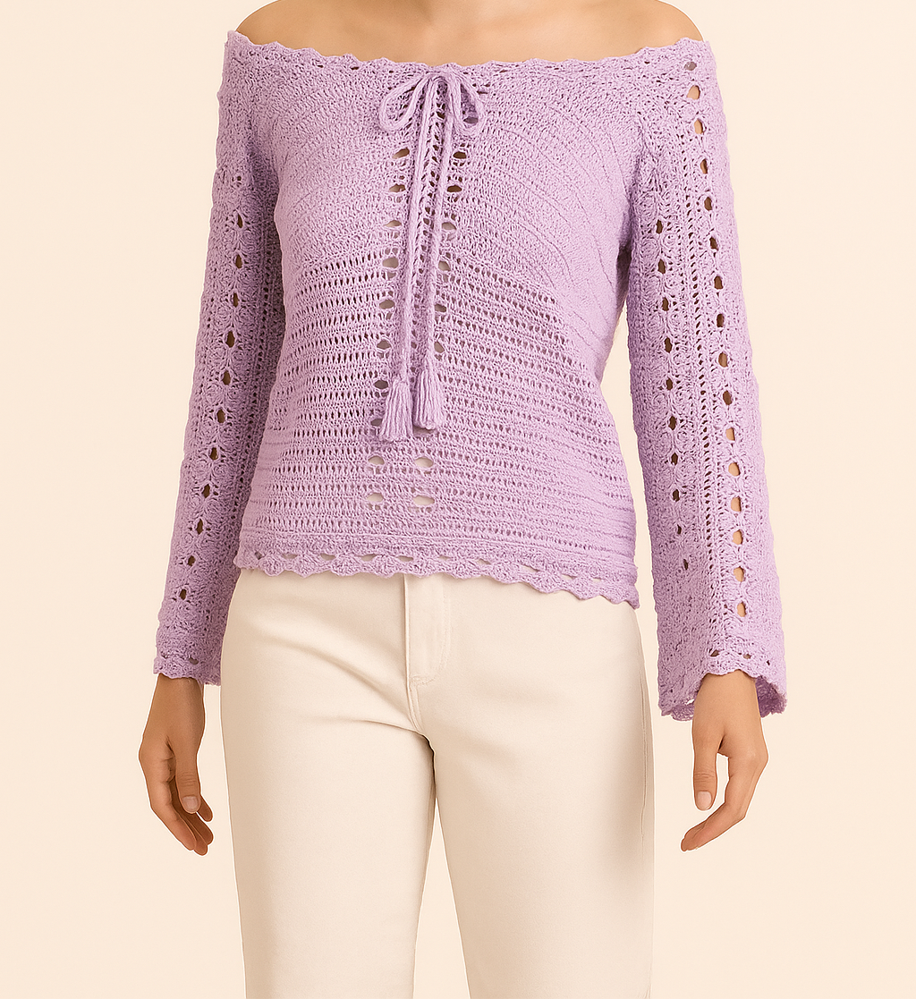 Women's Tie Front crochet jersy