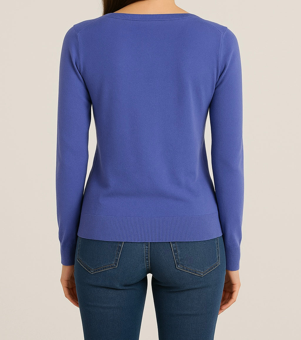 Pink/Blue Button-Front Knit Sweater