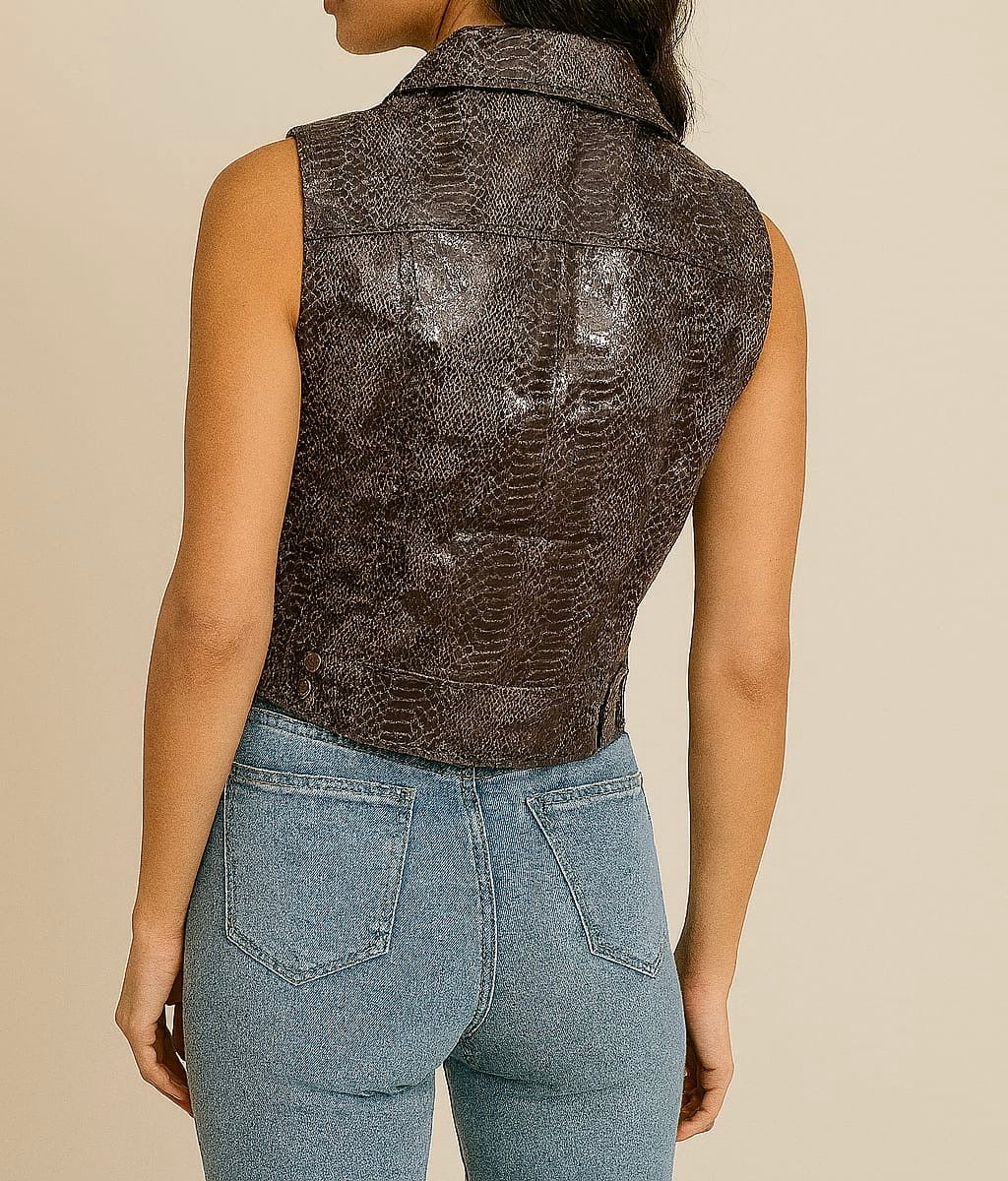 Snakeskin Sleeveless Biker Vest