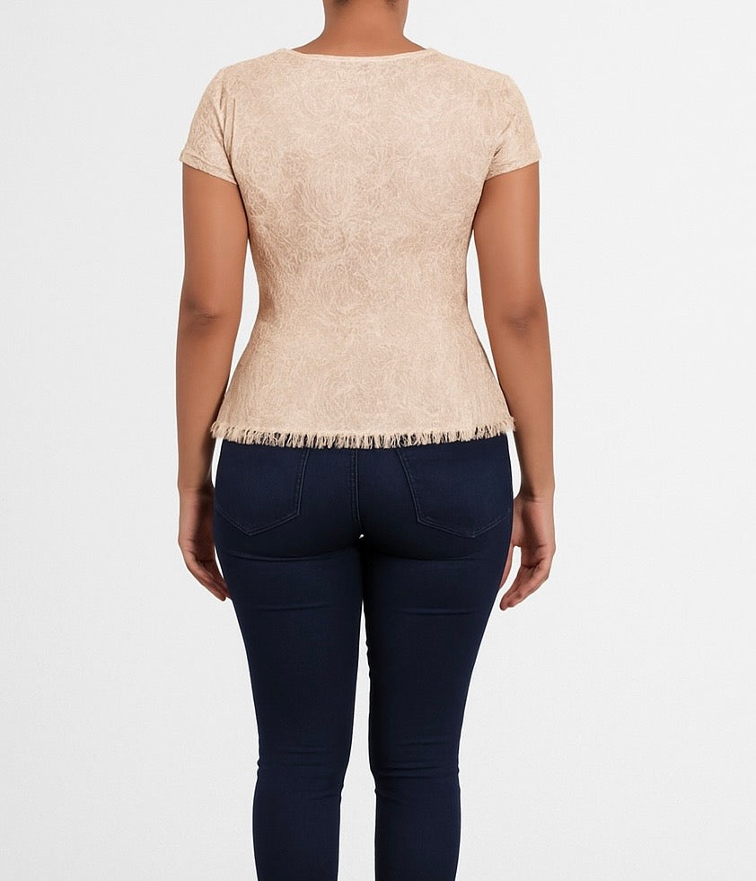 Cream Lace Peplum Top
