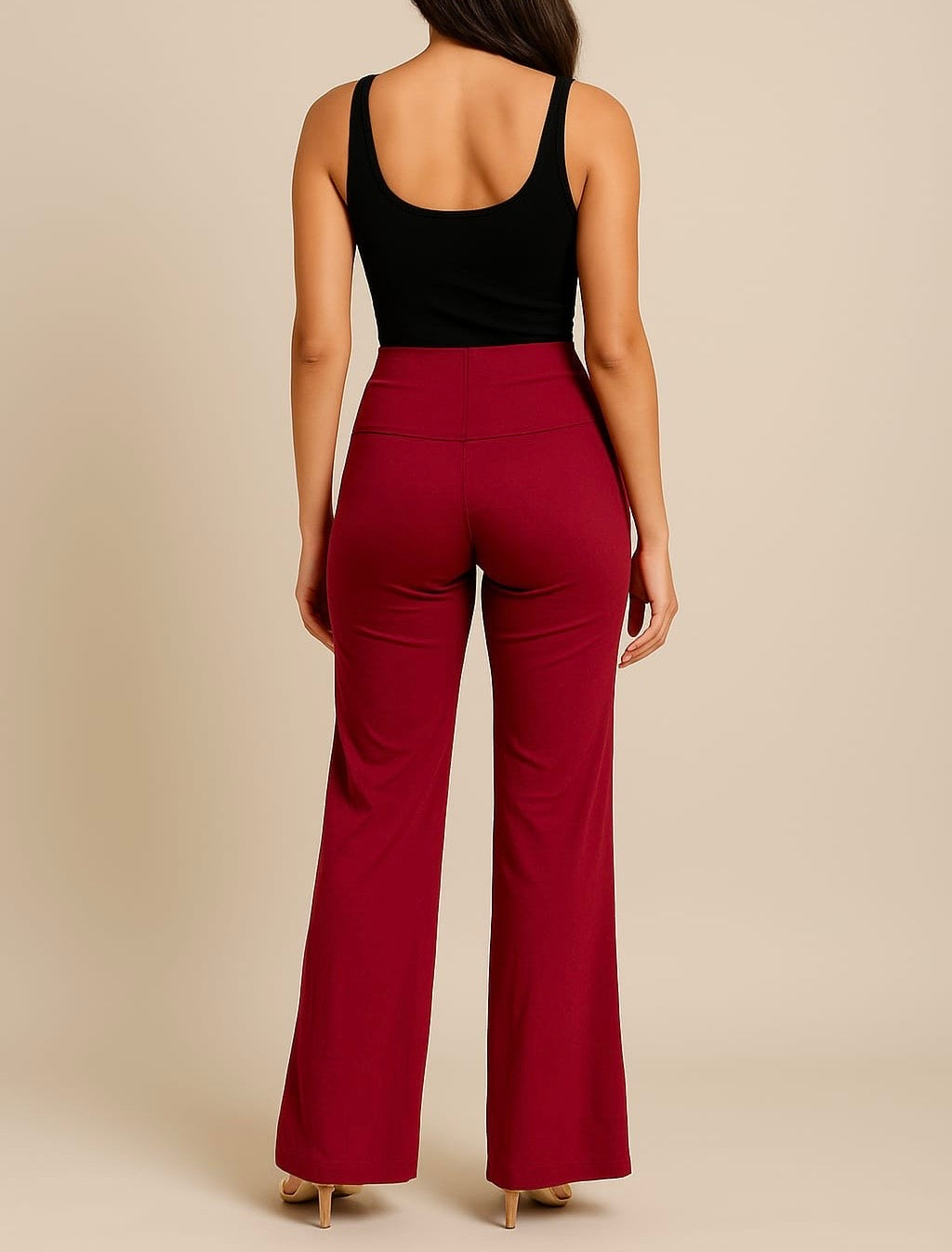 High-Waisted Burgundy Flared Pants