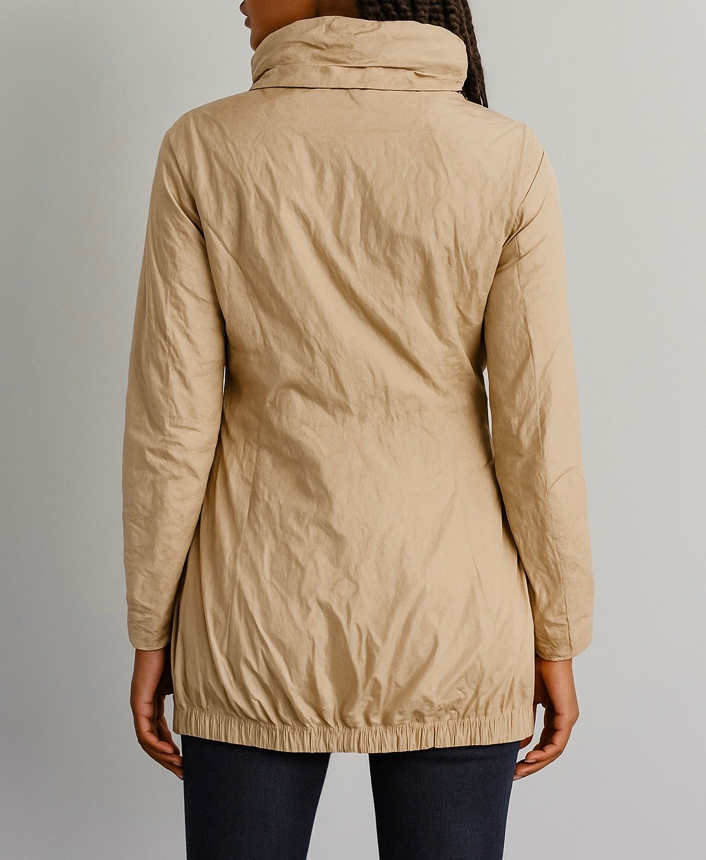 Women Beige Zip-Front Anorak Jacket