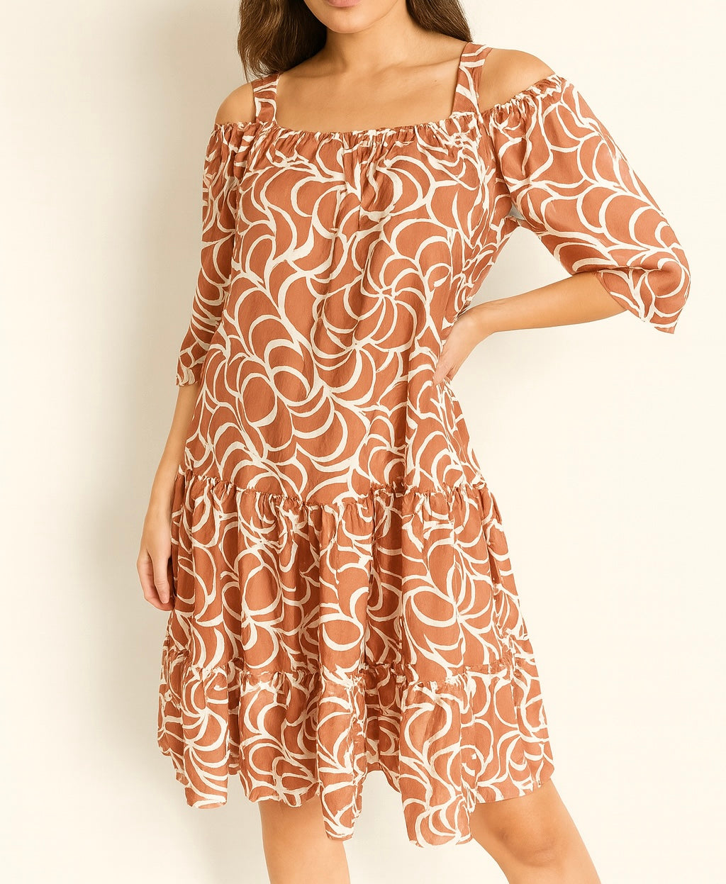 Boho Cold-Shoulder Tiered Dress