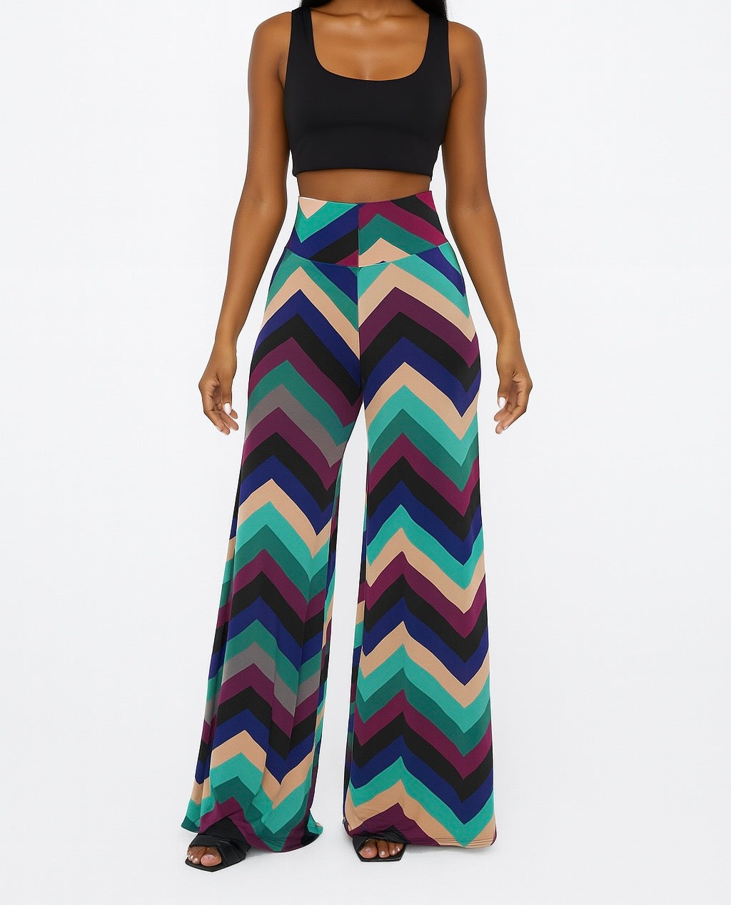 Bold Chevron Wide-Leg Pants