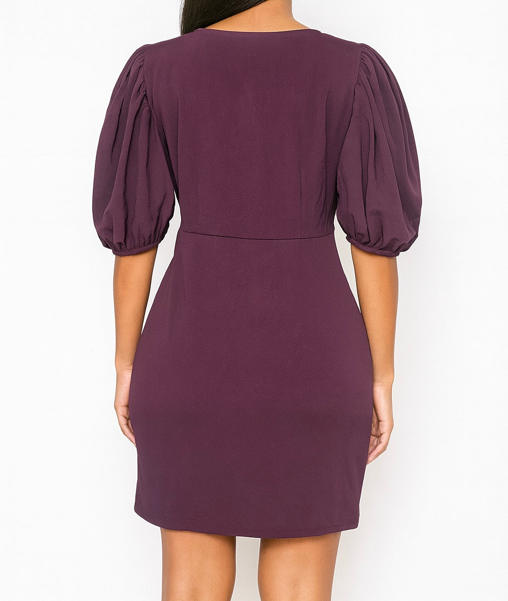 Puff Sleeve Wrap Mini Dress
