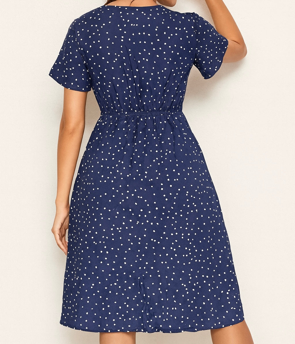 Polka Dot Buttoned Midi Dress