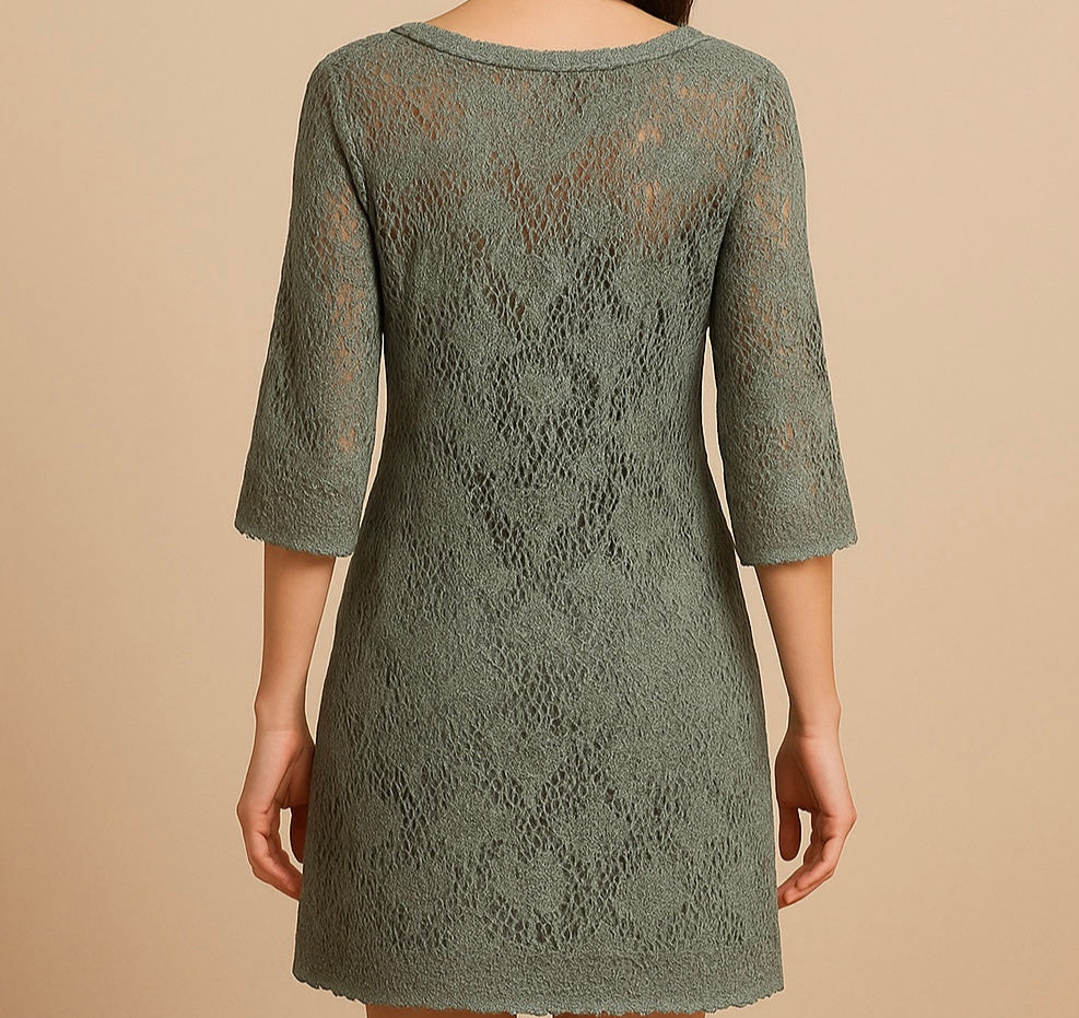 Green Lace 3/4 Sleeve Dress