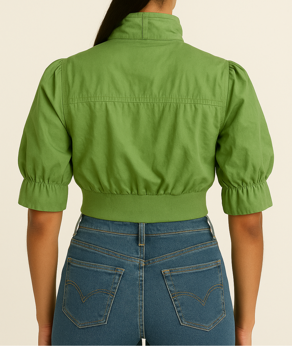 Bright Green Cropped Utility Jacket