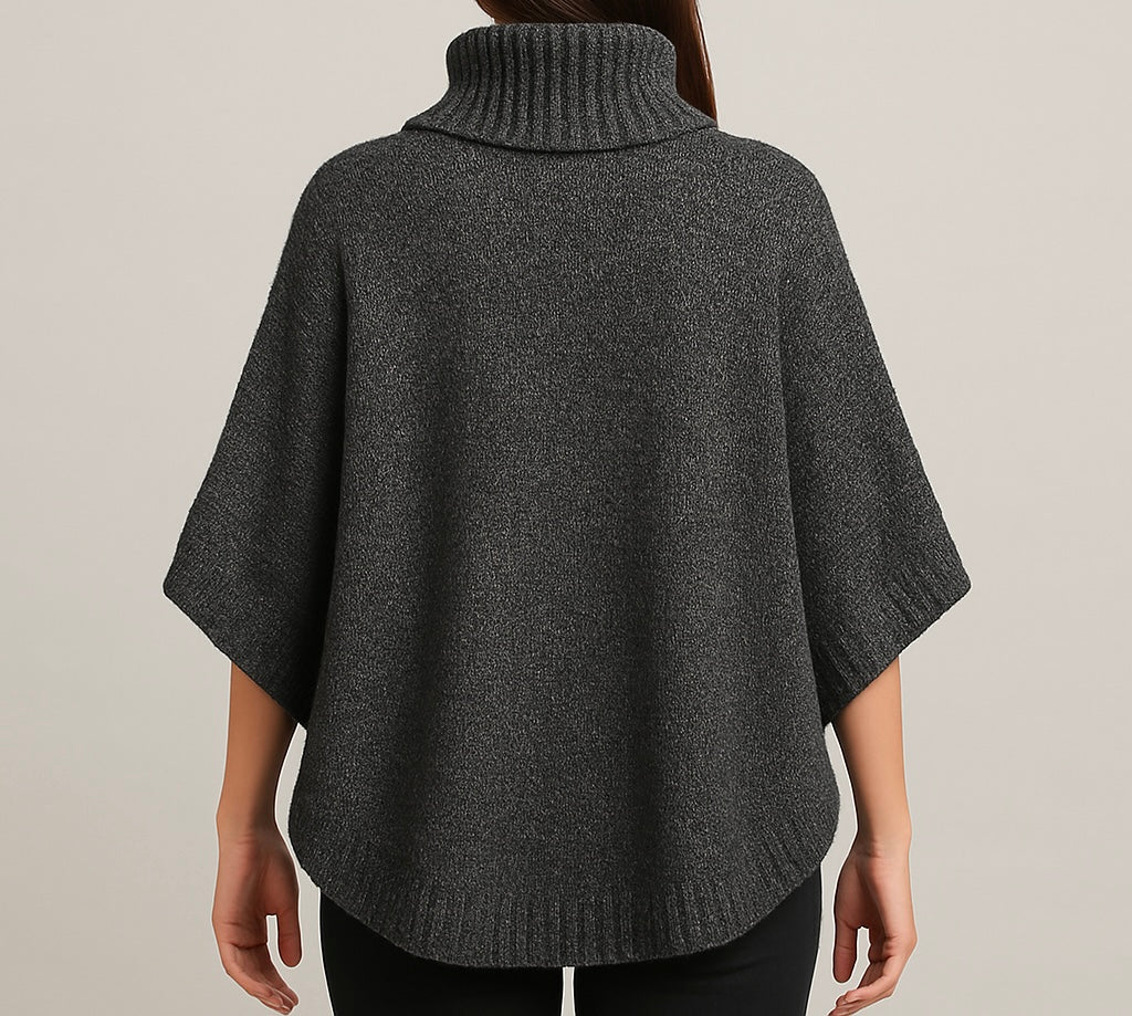 Oversized Grey Turtleneck Knit Sweater
