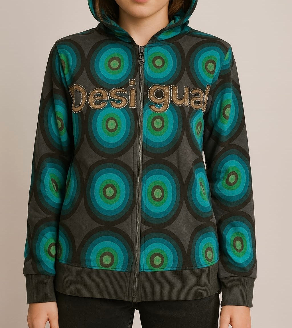 Girls' Printed Zip-Up Hoodie