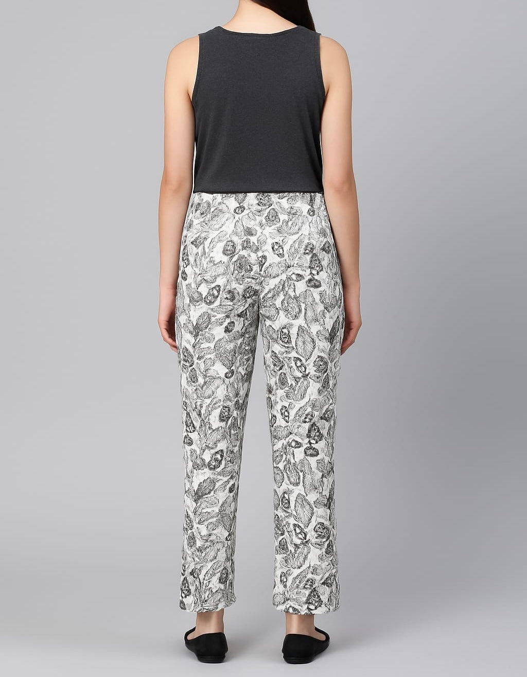 Black & Beige Butterfly Leaf Print Lounge Pants