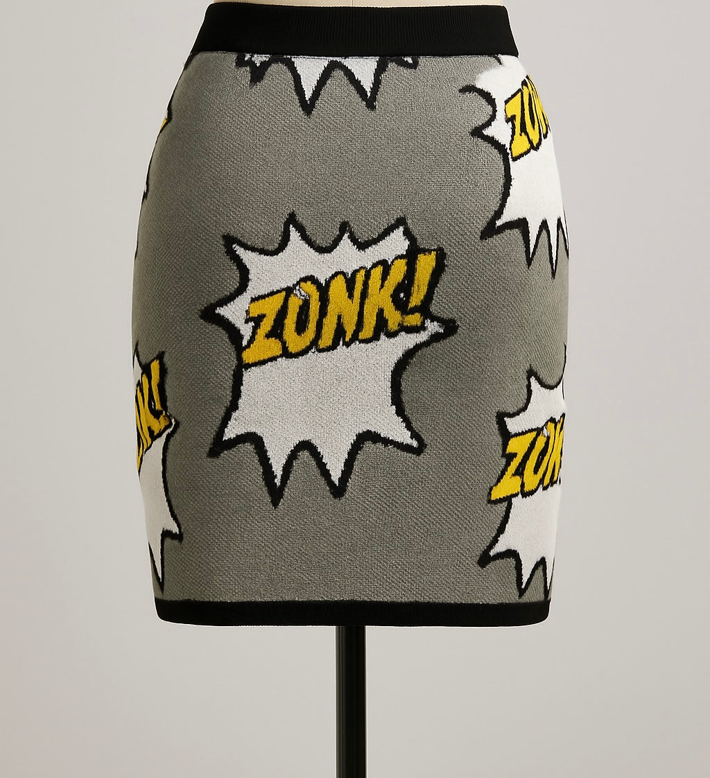 Comic Book Style Textured Skirt