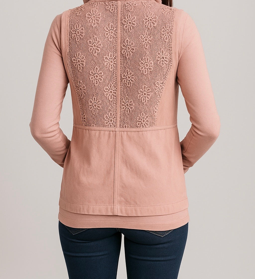 Light Pink Zip-Up Hoodie with Pockets