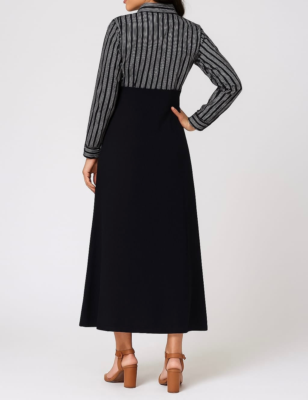 Monochrome Striped Shirt Dress
