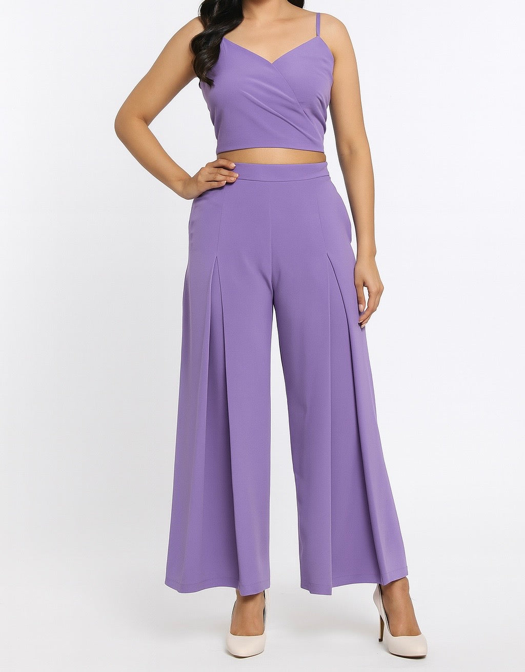 Lavender Two-Piece Wide-Leg Set