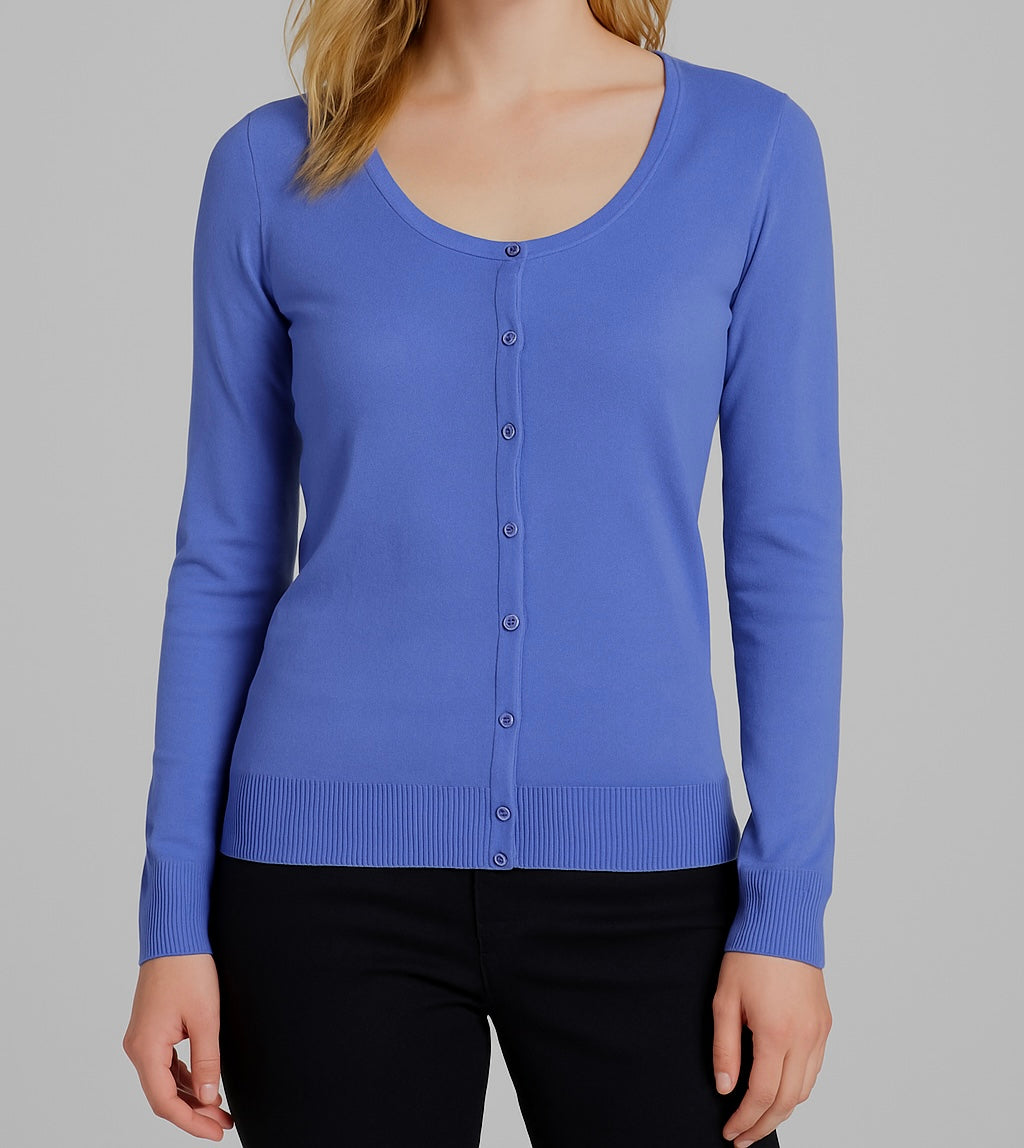 Pink/Blue Button-Front Knit Sweater