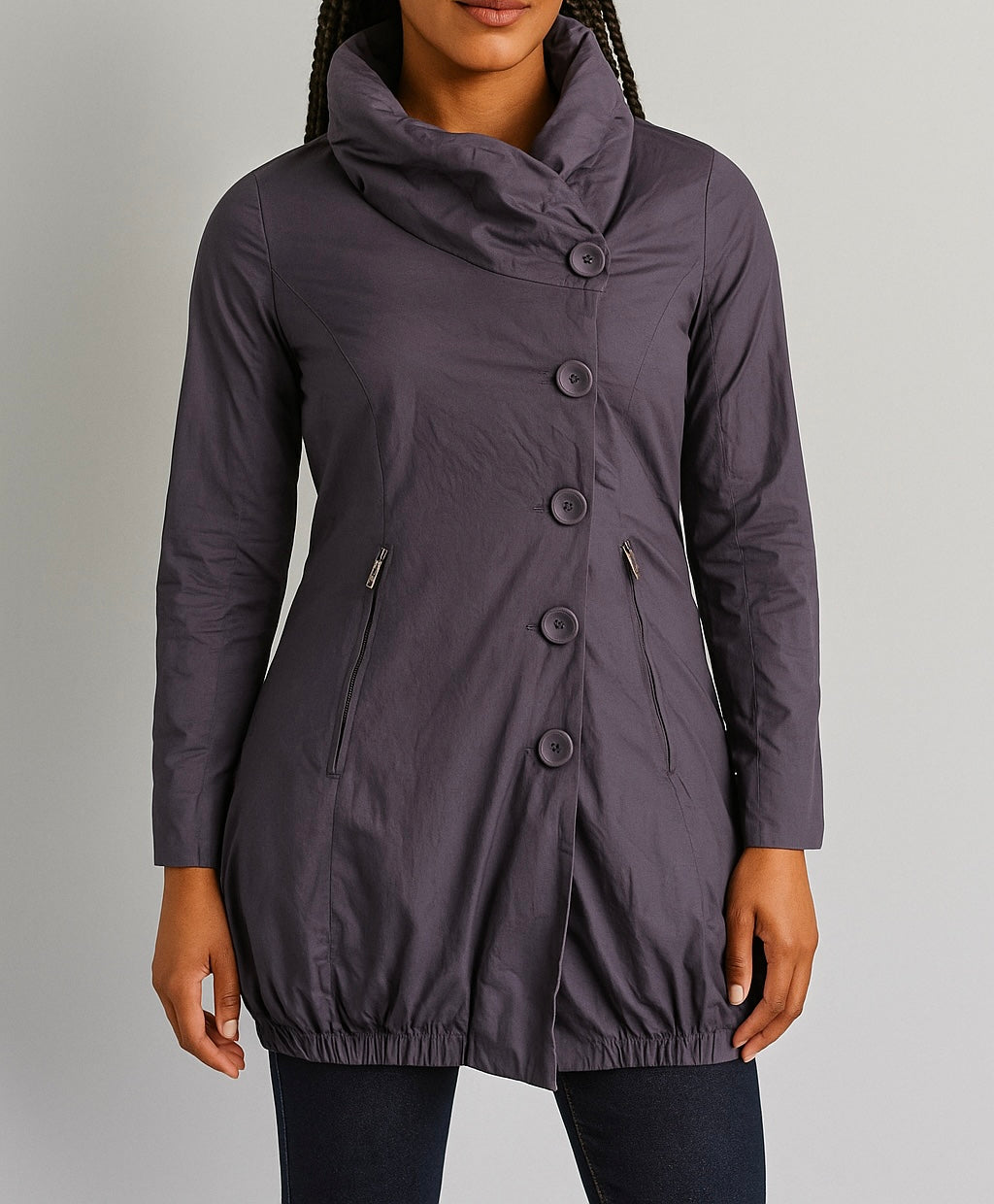 Women Navy Zip-Front Anorak Jacket