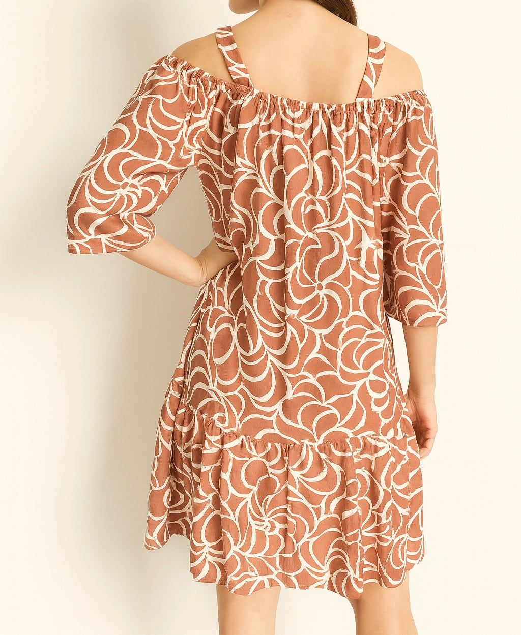 Boho Cold-Shoulder Tiered Dress