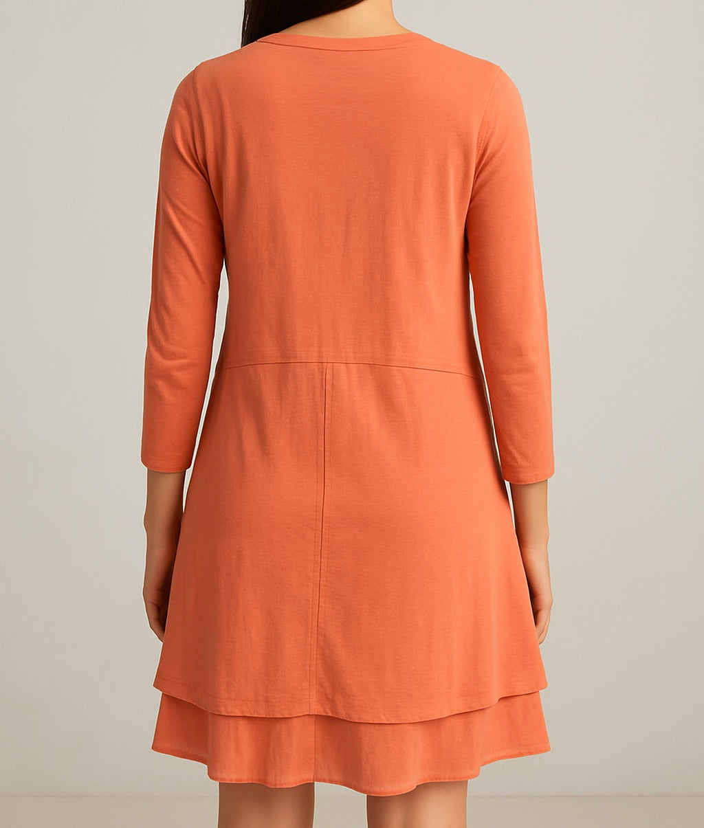 Coral Long Sleeve T-Shirt Dress