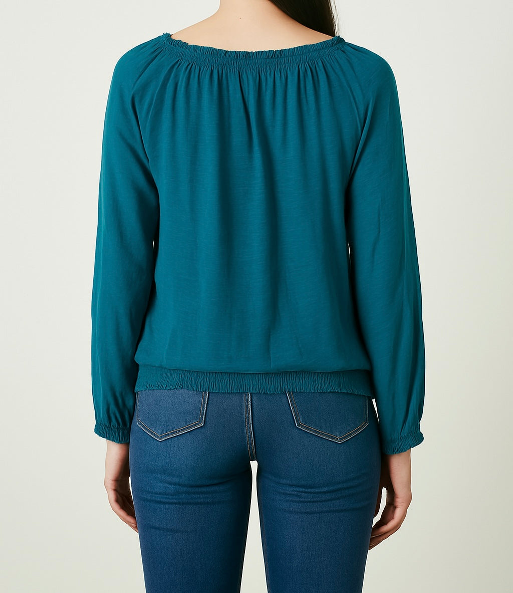 Embroidered Long Sleeve Top