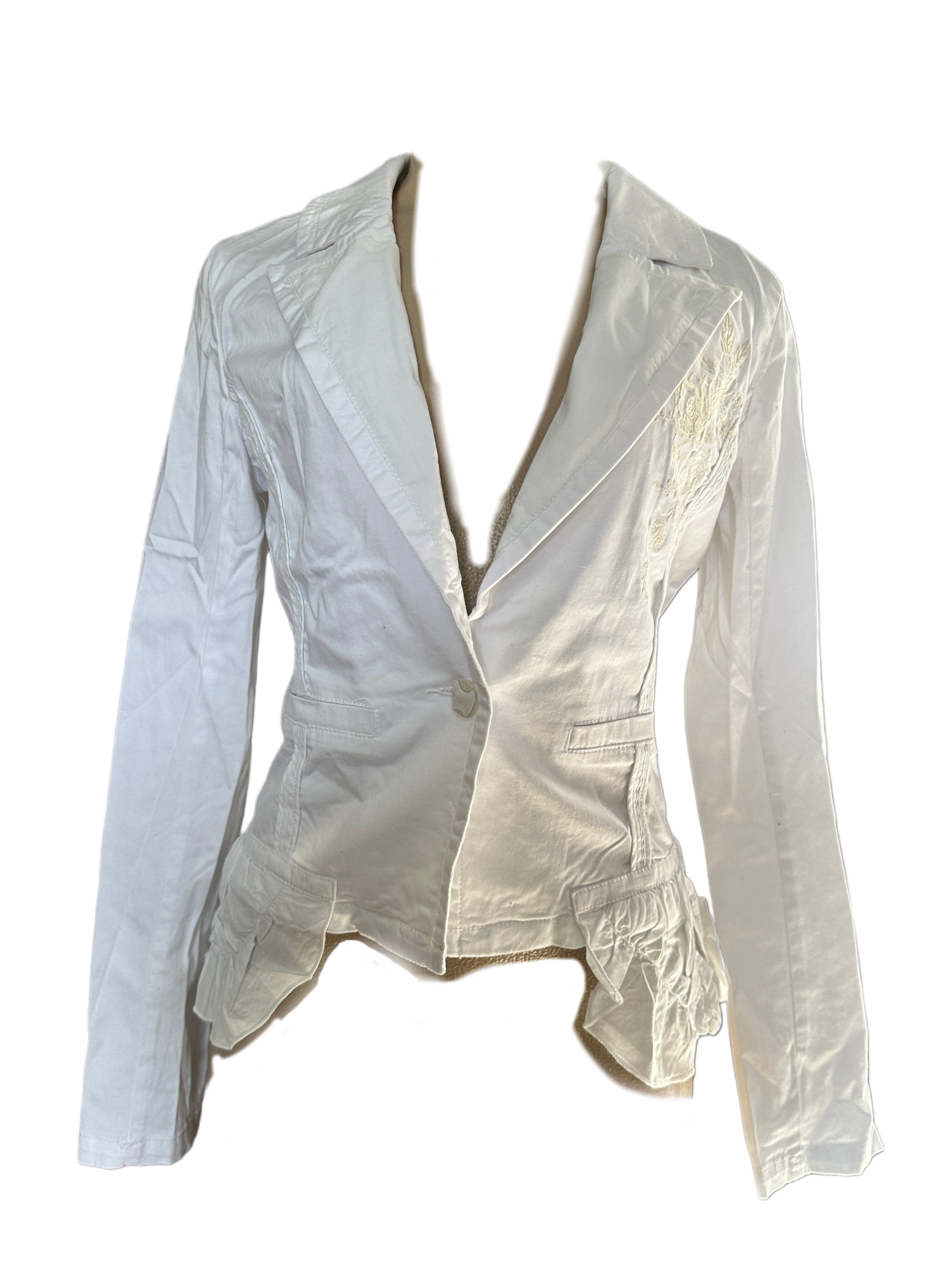 Ladies White Embroidered Blazer