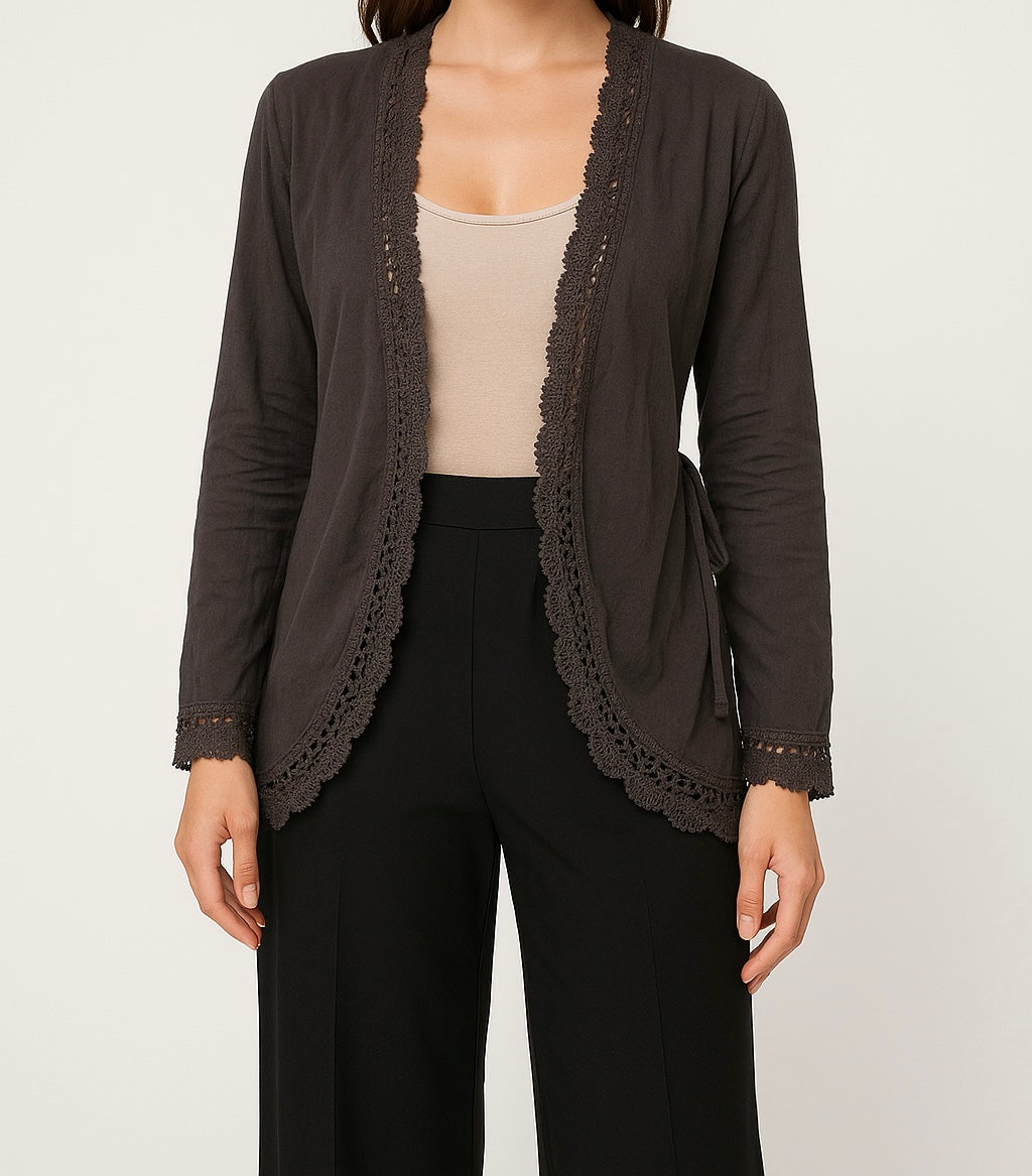 Two-Tone Lace-Trim Blazer