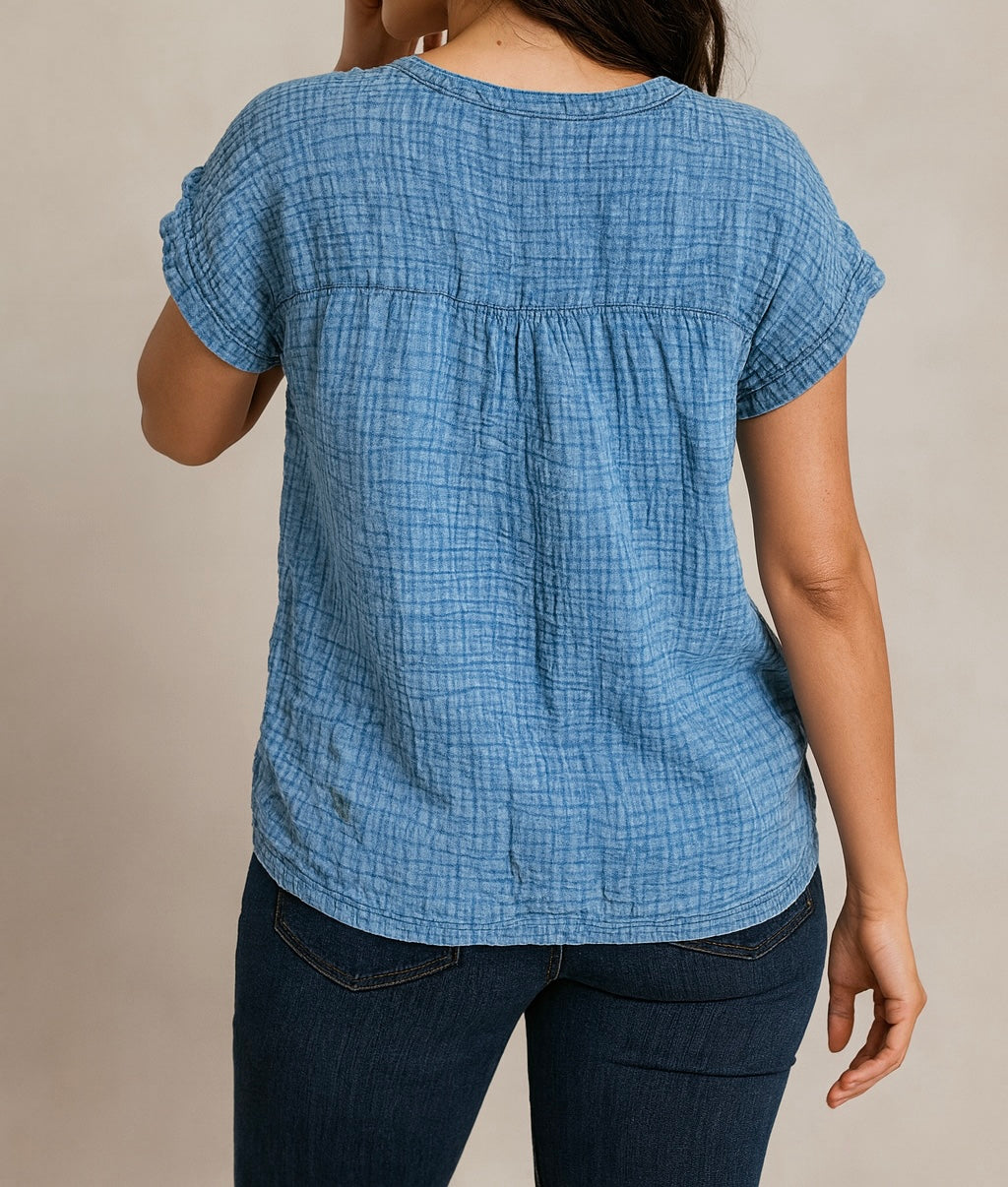 Chambray Button-Front Top