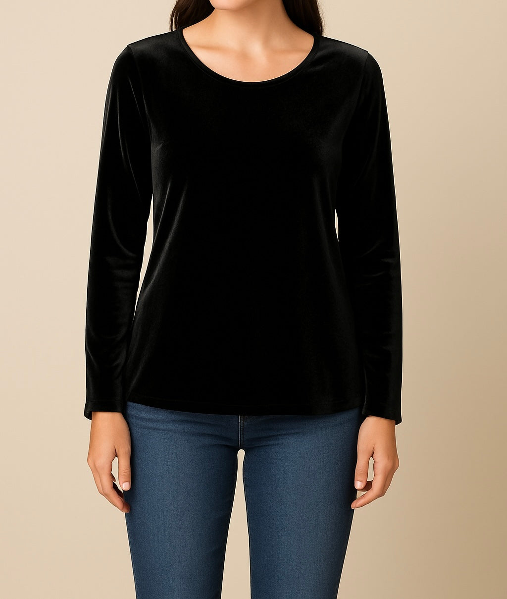 Lux Velvet Long Sleeve Top