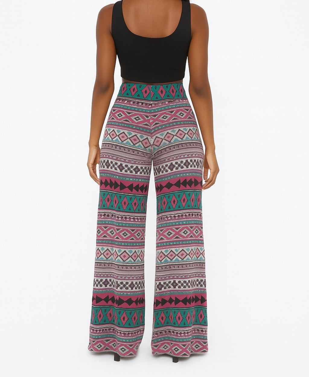 Tribal Print Flared Palazzo Pants