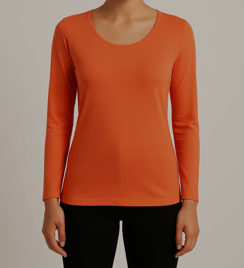 Coral Long Sleeve T-Shirt Dress