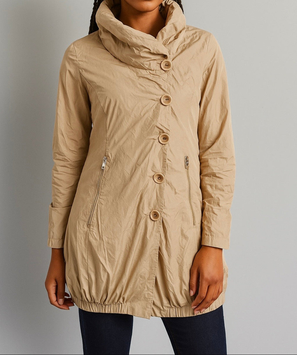 Women Beige Zip-Front Anorak Jacket
