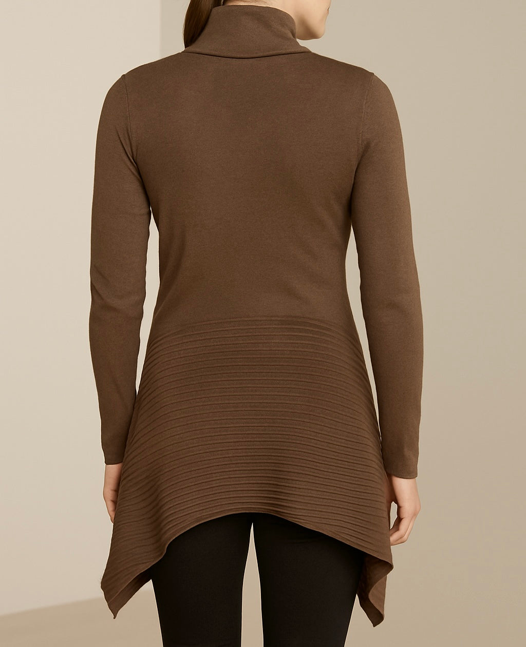 Women's Knit Brown Faux Fur-Trimmed Collar Cardigan