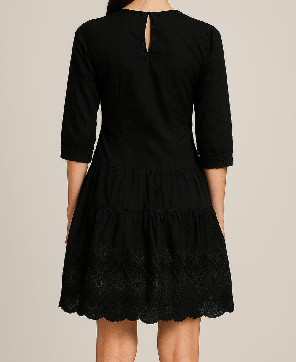 Midnight Buttoned Cotton Dress