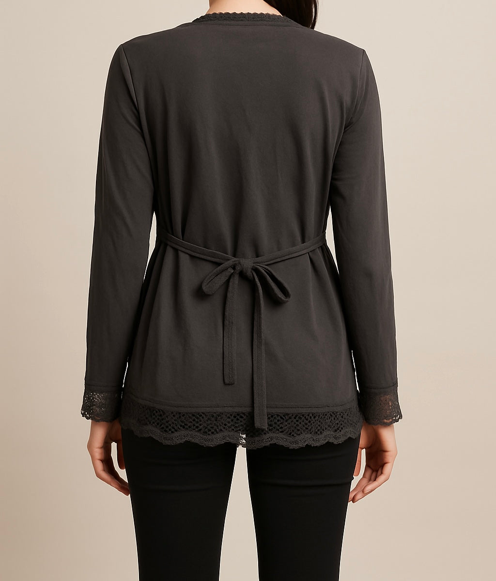 Two-Tone Lace-Trim Blazer