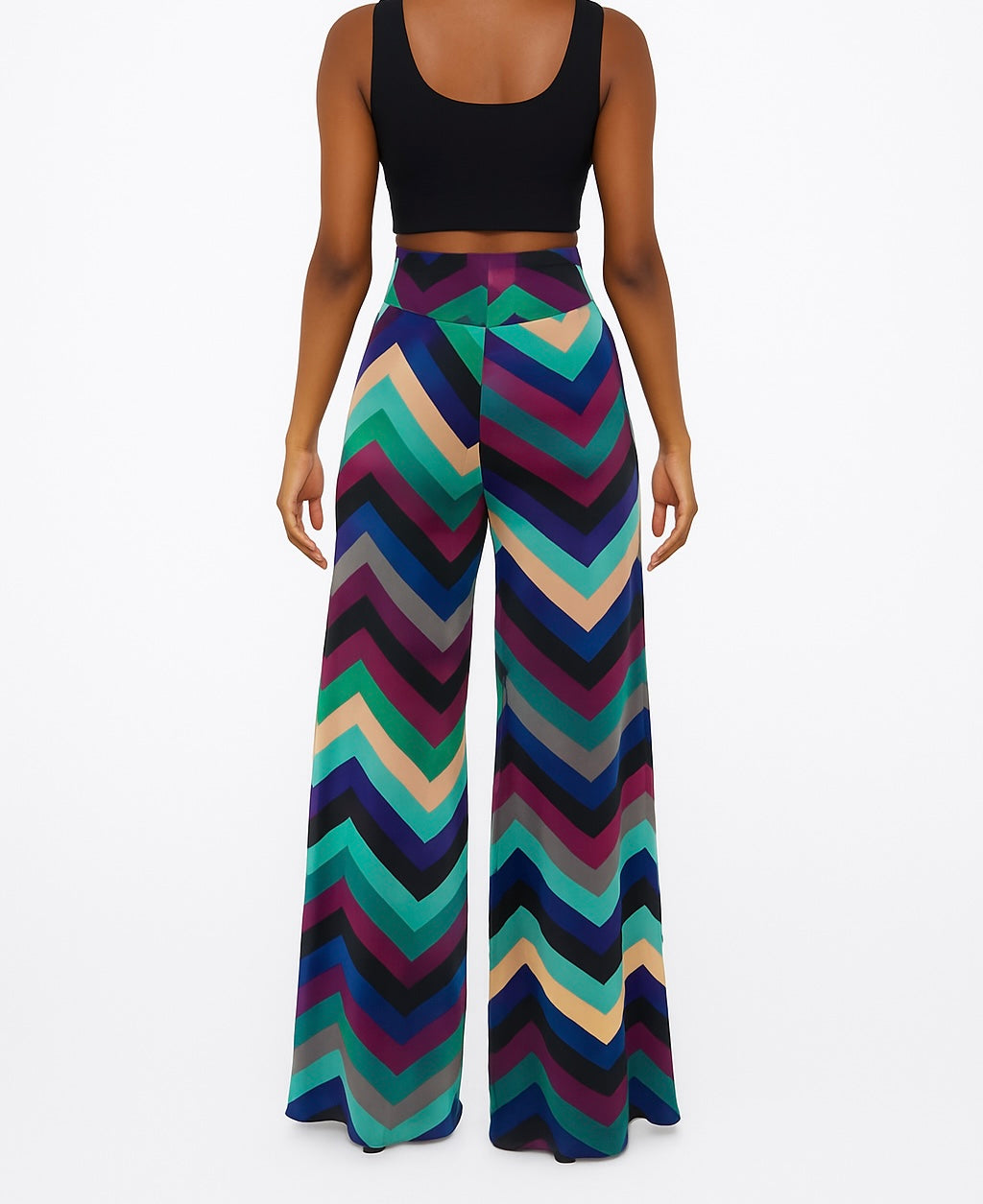 Bold Chevron Wide-Leg Pants