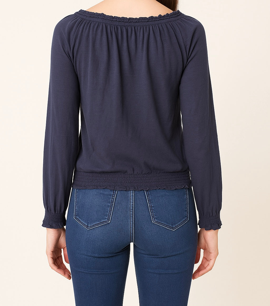 Embroidered Long Sleeve Top