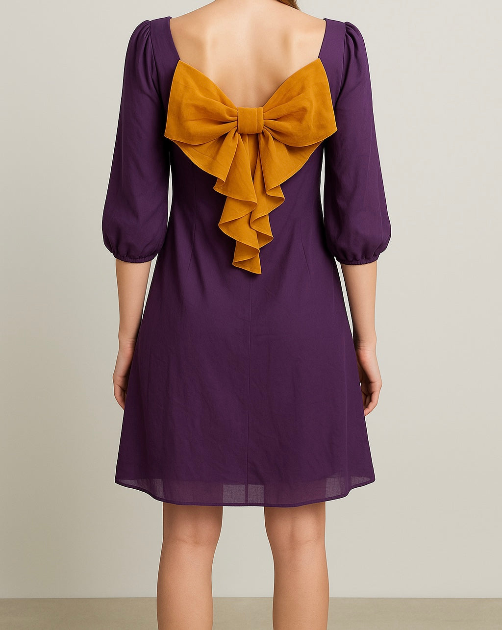 Elegant Ruffled Dress with back Bow