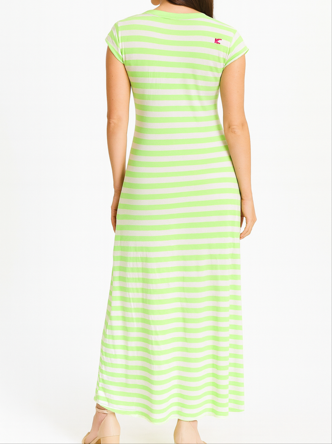 Lime Striped Maxi Dress – Soft, Stretchy & Stylish