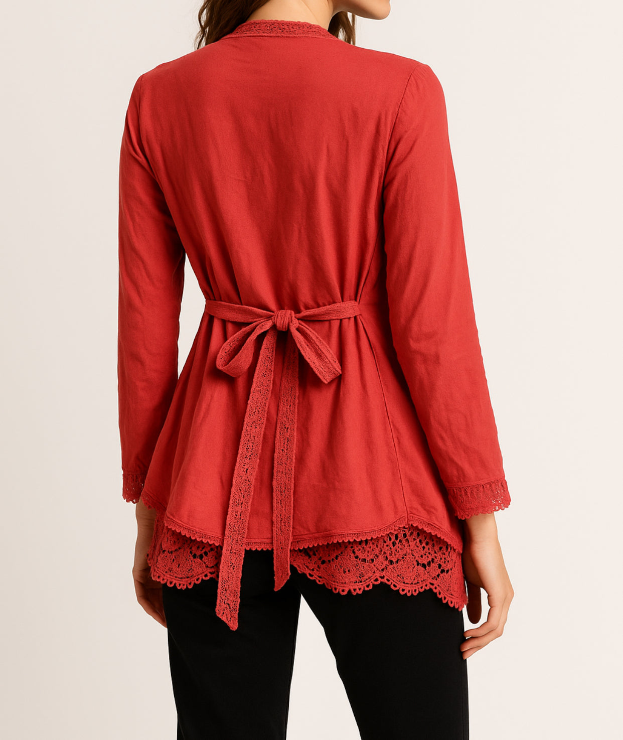 Two-Tone Lace-Trim Blazer