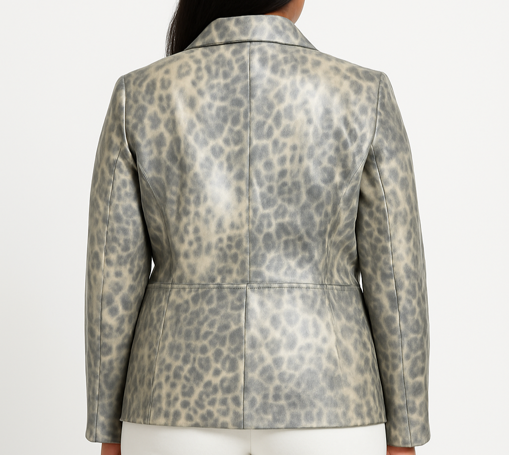 Grey Leopard Print Blazer