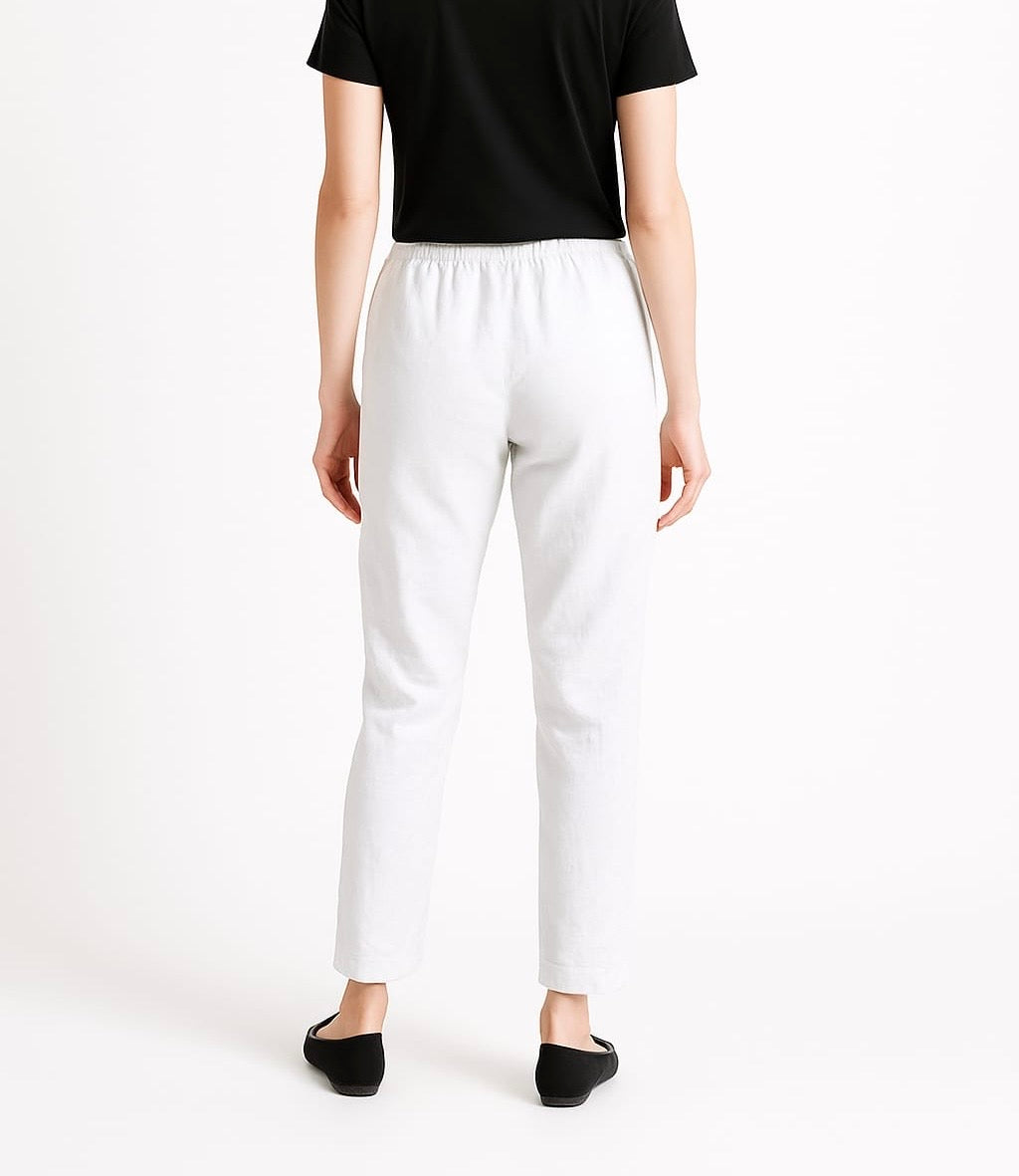 White Drawstring Relaxed Pants